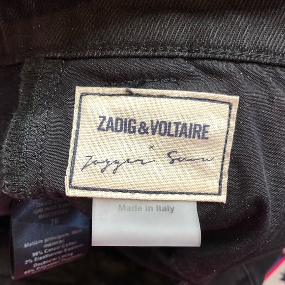 Zadig & Voltaire x Jagger Snow David Frayed Jeans Black Sz 26 - Picture 6 of 14